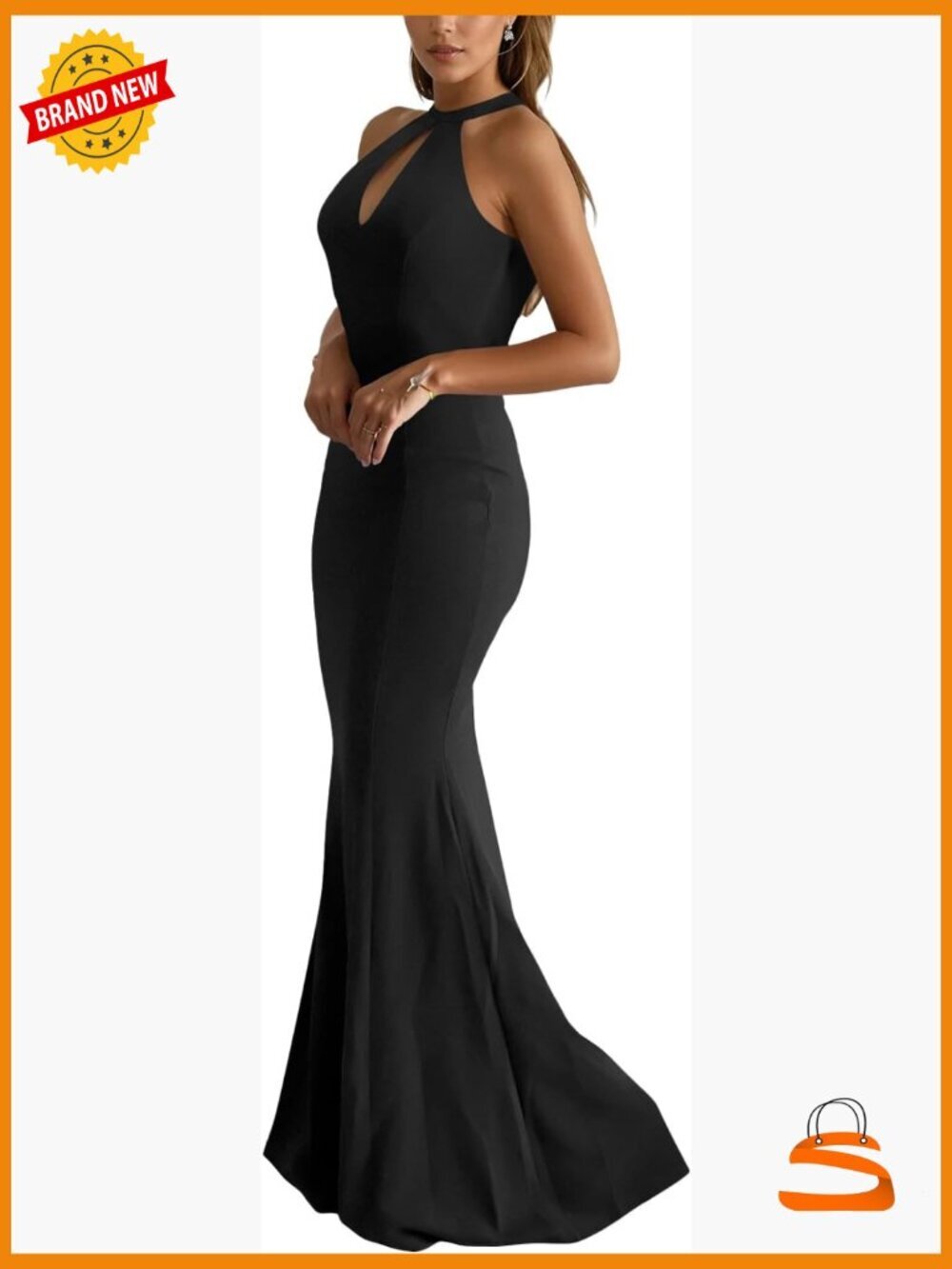 Halter Neck Sleeveless Maxi Dress Backless Mermaid Bridesmaid Prom